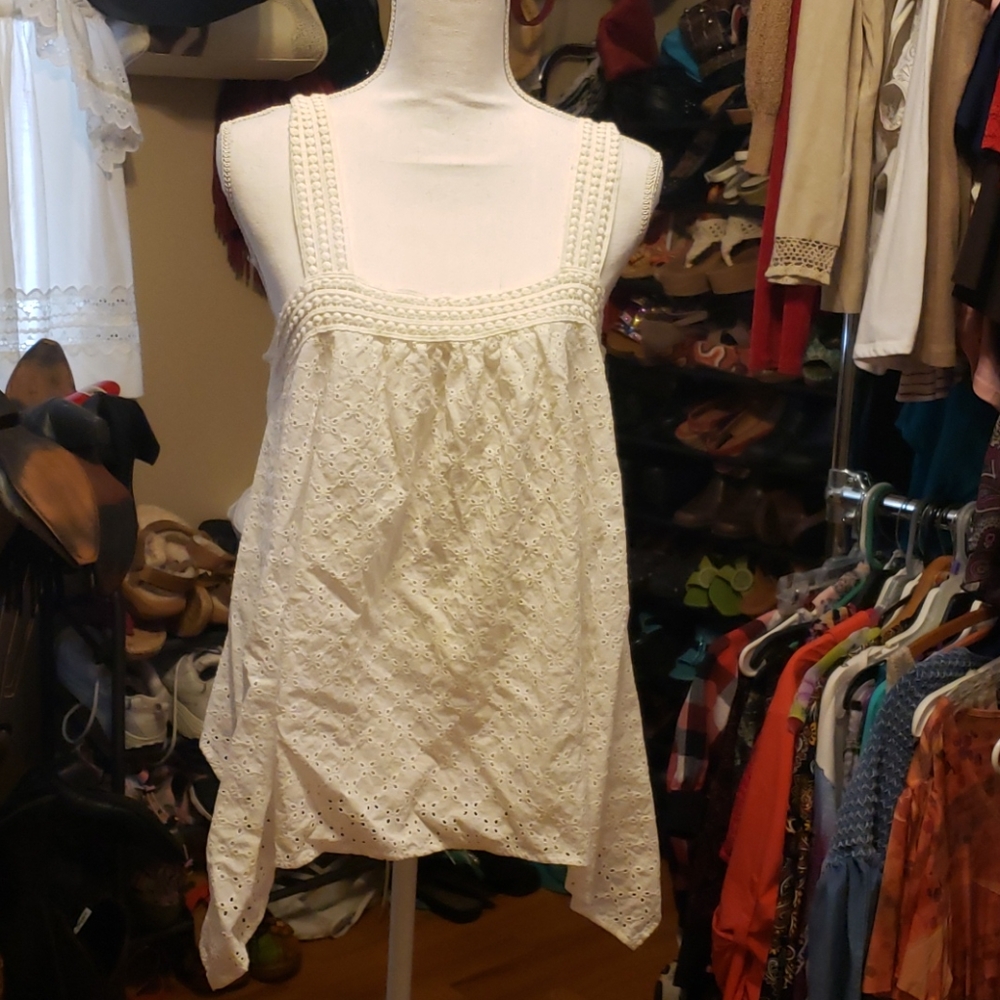 White sleeve eyelet shirt